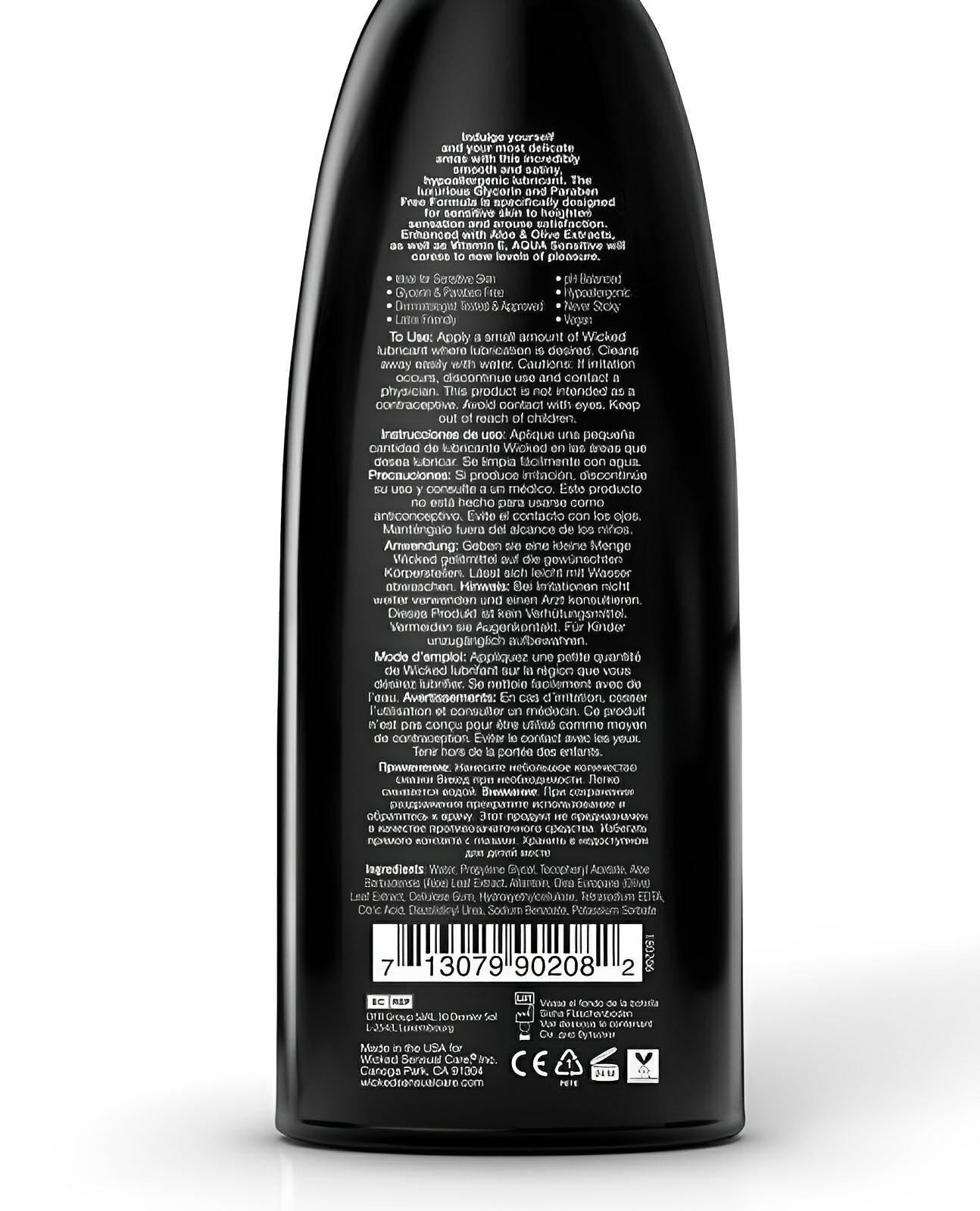 Wicked Sensual Care Hypoallergic Aqua Sensitive Lubricant - 8 Oz Wicked Sensual Care