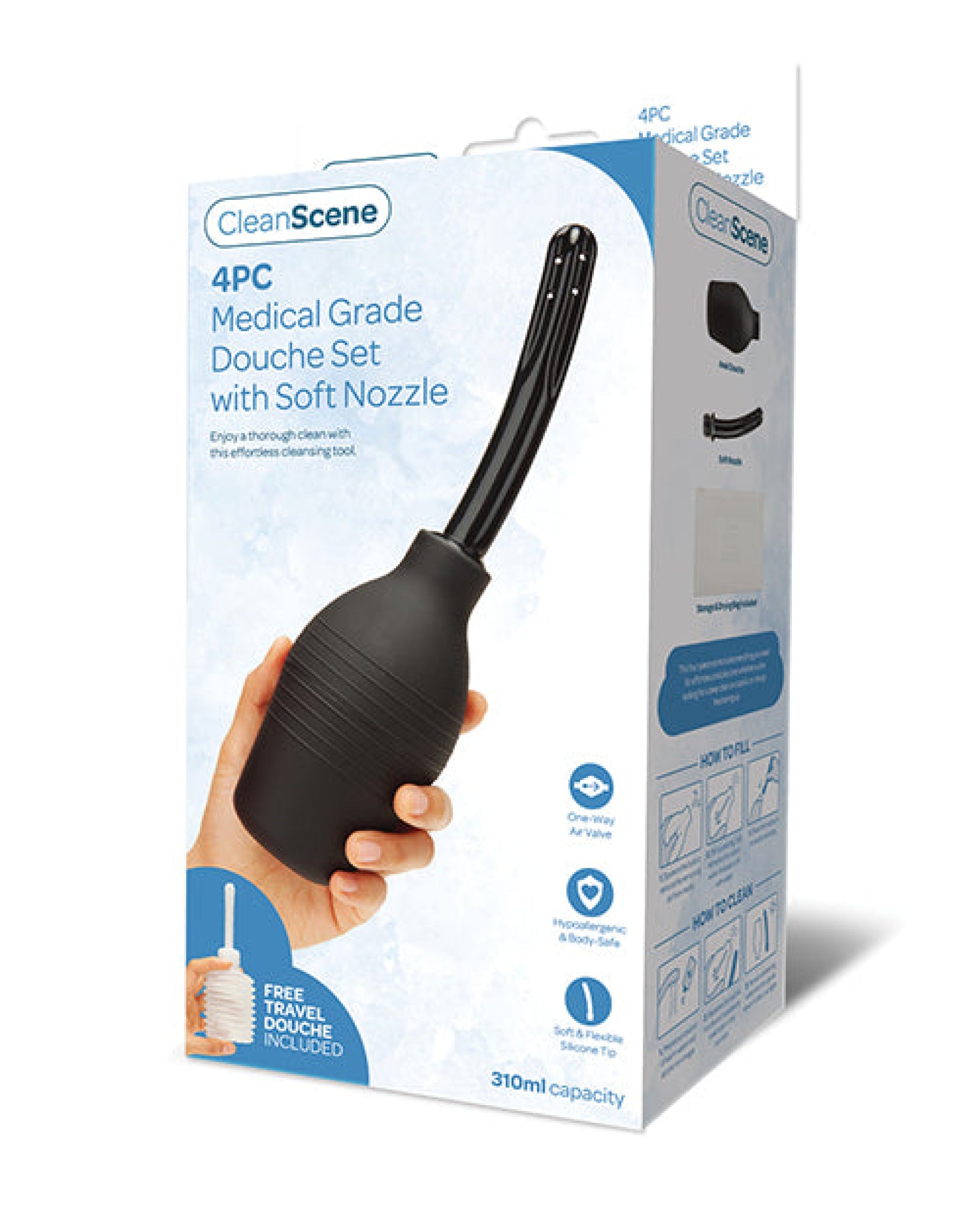 Cleanscene 4 Pc Medical Grade Douche Set W/soft Nozzle Xgen