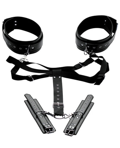 Master Series Acquire Easy Access Thigh Harness W-wrist Cuffs - Black Master Series