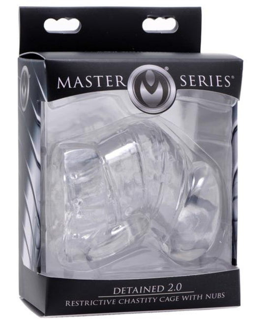 Master Series Detained 2.0 Restrictive Chastity Cage W-nubs - Clear Xr LLC 500