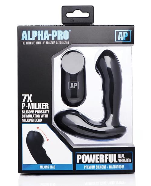 Alpha Pro 7x P-milker Prostate Stimulator W-milking Bead - Black Alpha Pro