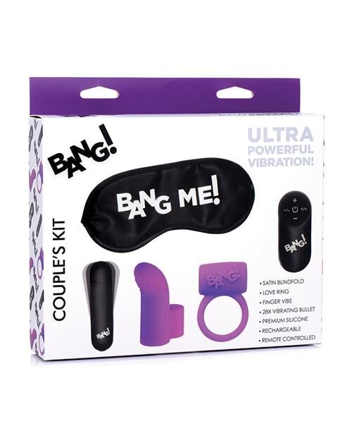 Bang! Couple's Kit With Rc Bullet, Blindfold, Cock Ring & Finger Vibe - Purple Bang! 1657