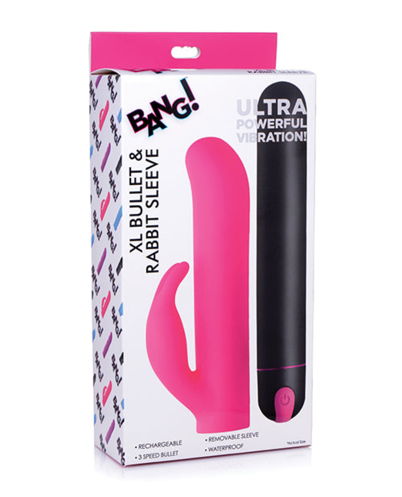 Bang! Xl Bullet & Rabbit Silicone Sleeve - Pink Bang!
