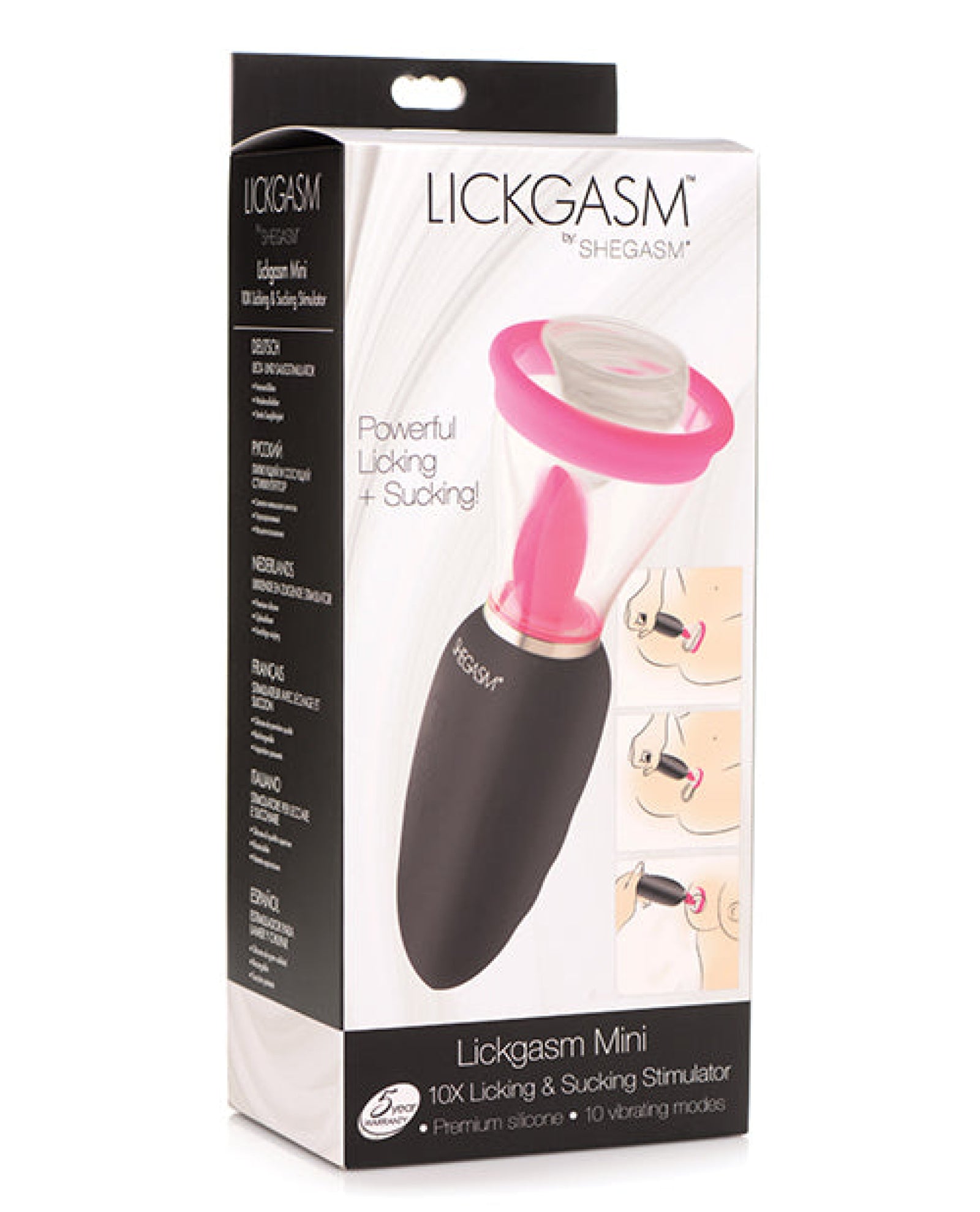Inmi Shegasm Lickgasm Mini 10x Licking & Sucking Stimulator - Black-pink Inmi