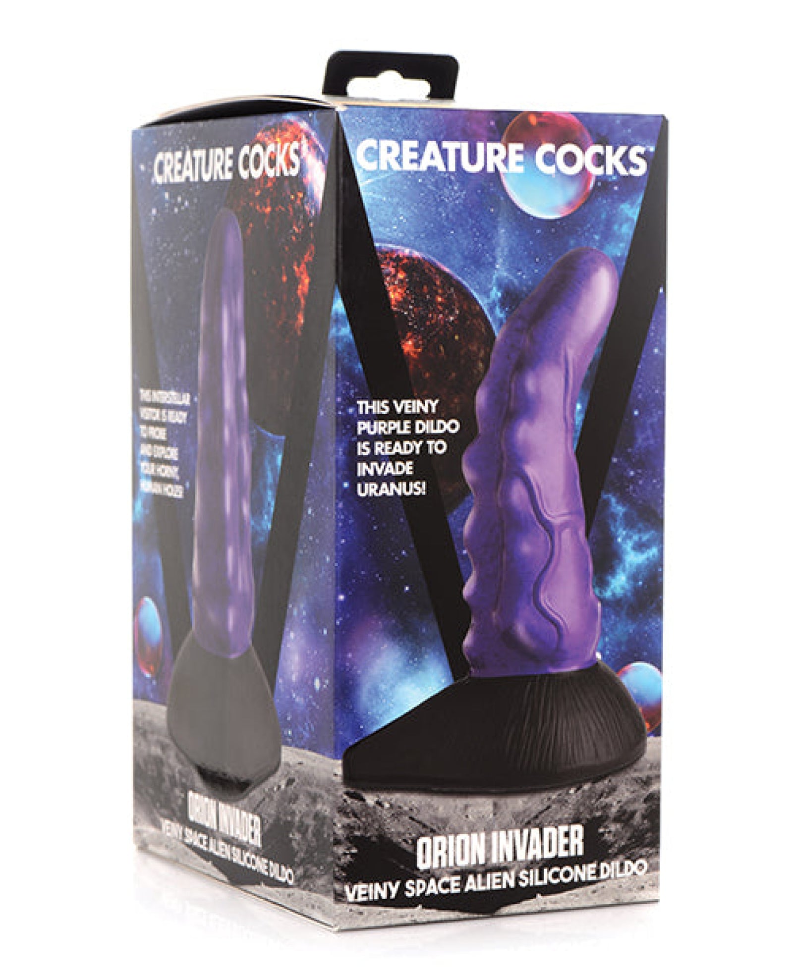 Creature Cocks Orion Invader Veiny Space Alien Silicone Dildo - Purple-black Creature Cocks
