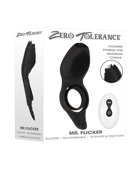 Zero Tolerance Mr. Flicker Vibrating Cock Ring - Black Zero Tolerance 1657