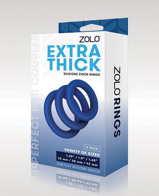 Zolo Extra Thick Silicone Cock Rings - Blue Pack Of 3 Zolo™ 1657